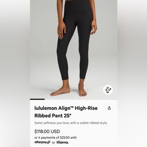 Lululemon align high rise ribbed pant